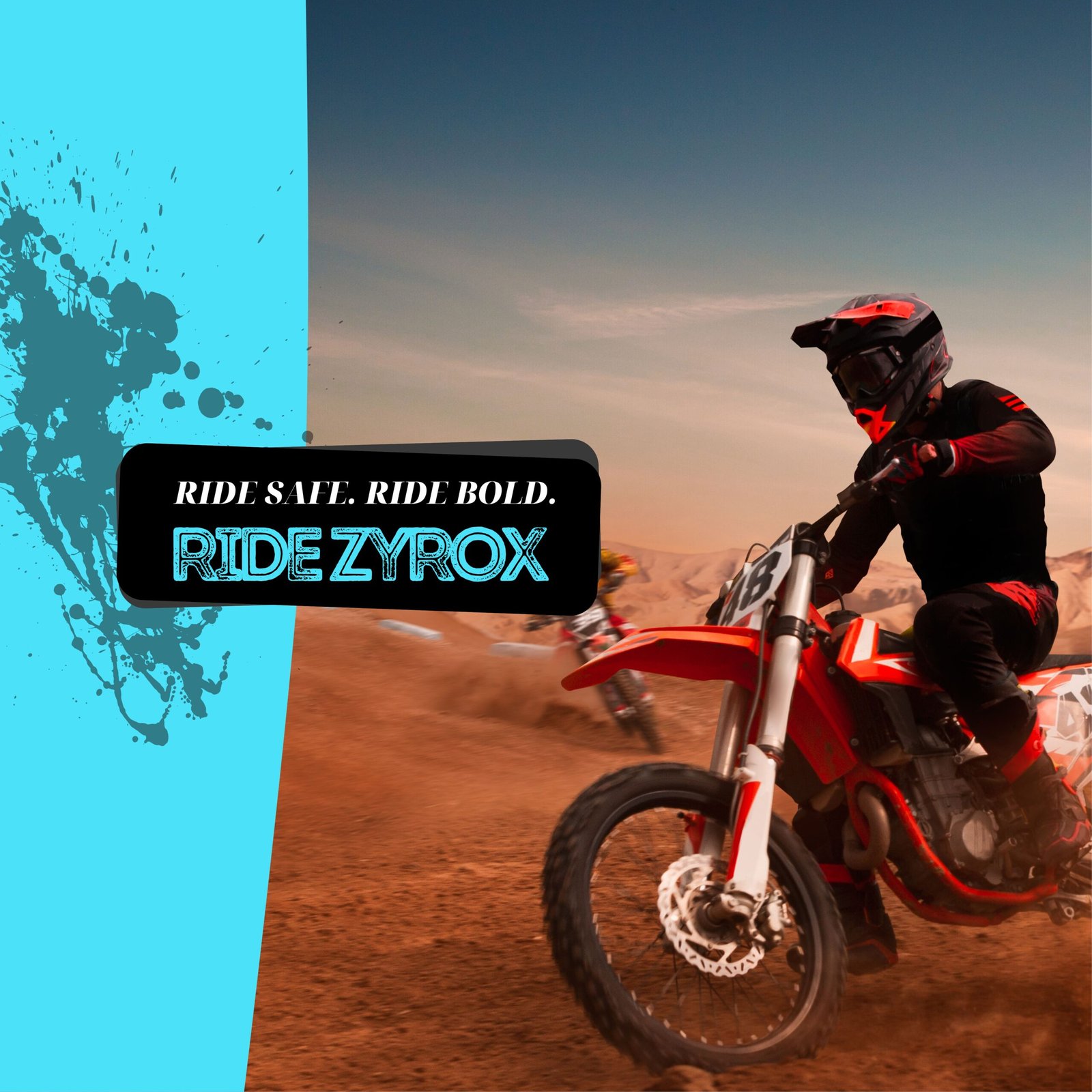 Red Extreme Motorbike Racing Landscape Banner (1200 x 1200 mm) (3)